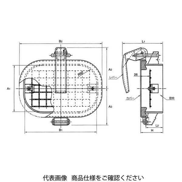 椿本バルクシステム ワンタッチ窓 基本形 網付タイプ（ボルト式） CMD-P1-GKN 1個（直送品）