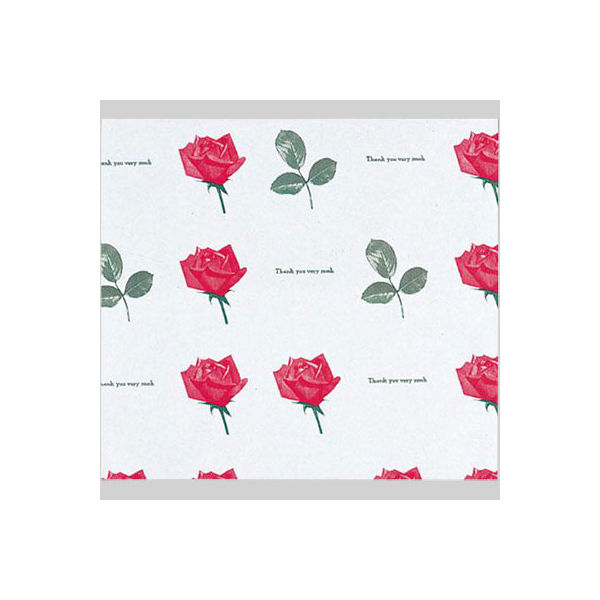 ベルベ ラッピング 包装紙 赤いバラ 並口 半切 001 1包：1000枚（100×10）（直送品）