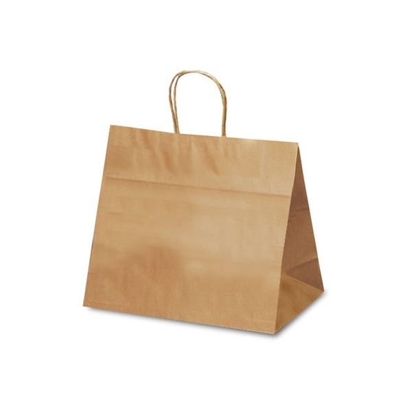 ベルベ 紙袋 自動紐手提袋 T-9W 茶無地 1096 1包：200枚（50×4）（直送品）