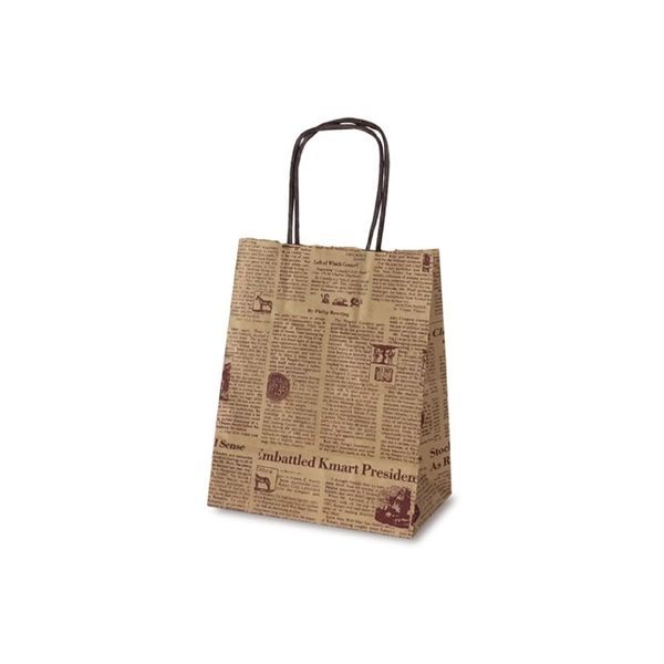 ベルベ 紙袋 自動紐手提袋 T-2 リブル（ブラウン） 1243 1包：200枚（25×8）（直送品）