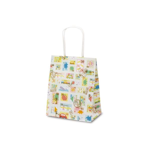 ベルベ 紙袋 自動紐手提袋 T-2 プチスタンプ 1275 1包：200枚（25×8）（直送品）