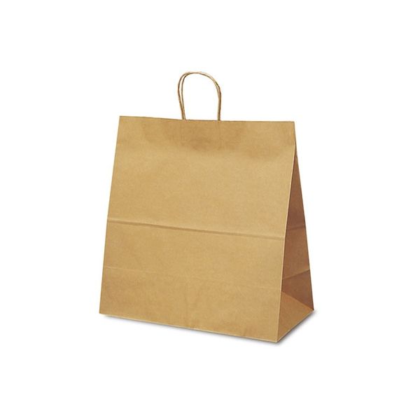 ベルベ 紙袋 自動紐手提袋 T-15W 茶無地 1299 1包：200枚（50×4）（直送品）