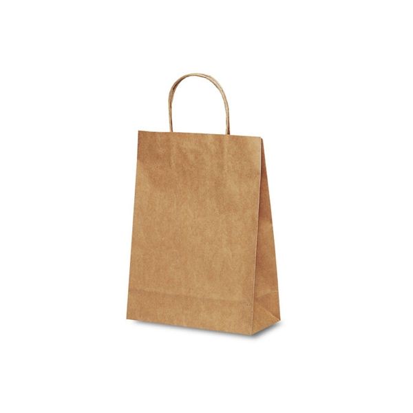 ベルベ 紙袋 自動紐手提袋 T-3 茶無地 1318 1包：200枚（25×8）（直送品）