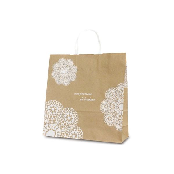 ベルベ 紙袋 自動紐手提袋 T-6 レースィ（白） 1649 1包：200枚（50×4）（直送品）