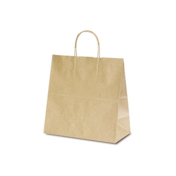 ベルベ 紙袋 自動紐手提袋 T-6W 茶無地 1685 1セット(200枚:50枚×4袋)