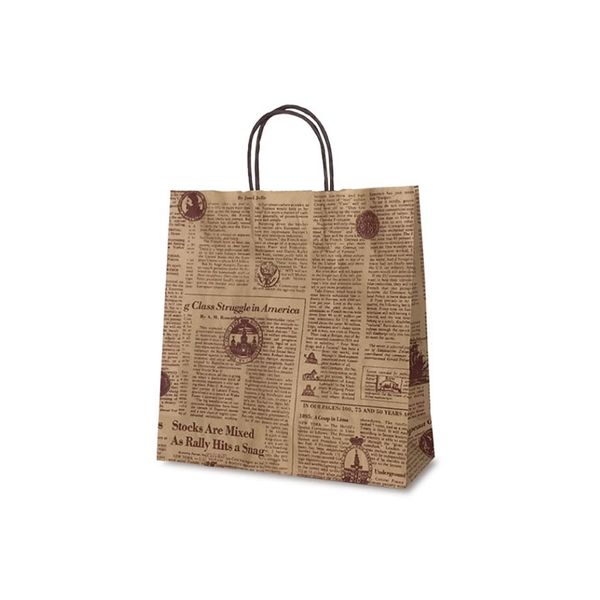 ベルベ 紙袋 自動紐手提袋 T-6 リブル（ブラウン） 1689 1包：200枚（50×4）（直送品）