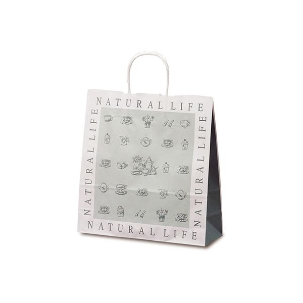 ベルベ 紙袋 自動紐手提袋 T-6 ナチュラルライフ 1786 1包：200枚（50×4）（直送品）