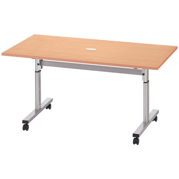 【組立設置込】サンテック 昇降フォールディングテーブル 対面タイプ ナチュラル 幅1500×奥行800×高さ720～880mm 1台（取寄品）
