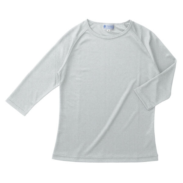 KAZEN スクラブ インナーTシャツ（男女兼用） 七分袖 シルバーグレー M 233-11（直送品）