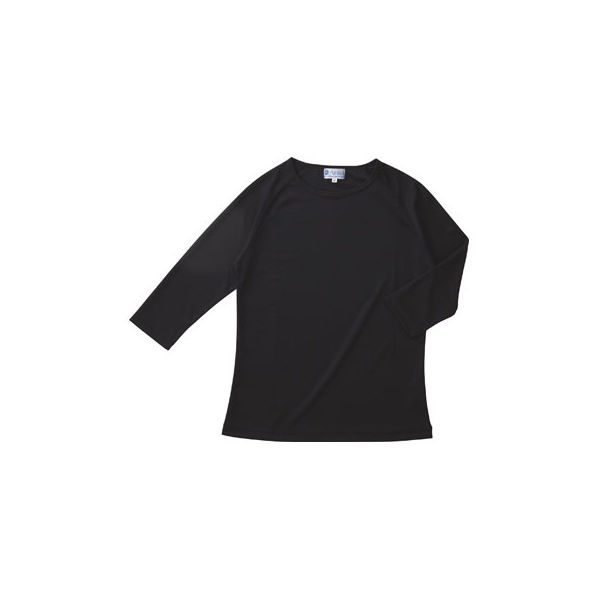 KAZEN スクラブ インナーTシャツ（男女兼用） 七分袖 ブラック M 233-05（直送品）