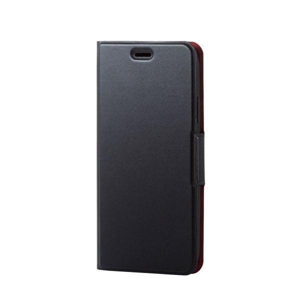 iPhoneXR ケース カバー 手帳 フラップ レザー マグネット カード 収納 スタンド 薄型 スリム ブラック PM-A18CPLFUBK エレコム 1個