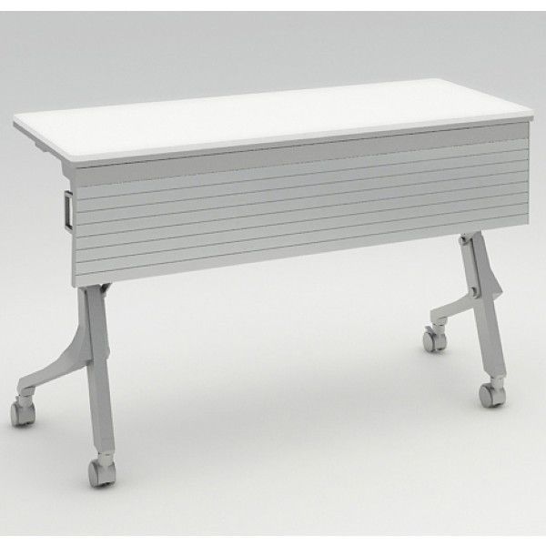 オカムラ Cardo サイドフォールドテーブル ホワイト+シルバー 1200幅×450奥行×720高さ（mm） 81F4AE MW21（直送品）