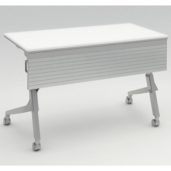 オカムラ Cardo サイドフォールドテーブル ホワイト+シルバー 1200幅×600奥行×720高さ（mm） 81F4AF MW21（直送品）