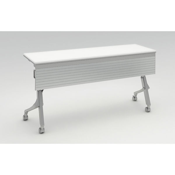 オカムラ Cardo サイドフォールドテーブル ホワイト+シルバー 1500幅×450奥行×720高さ（mm） 81F4BC MW21（直送品）