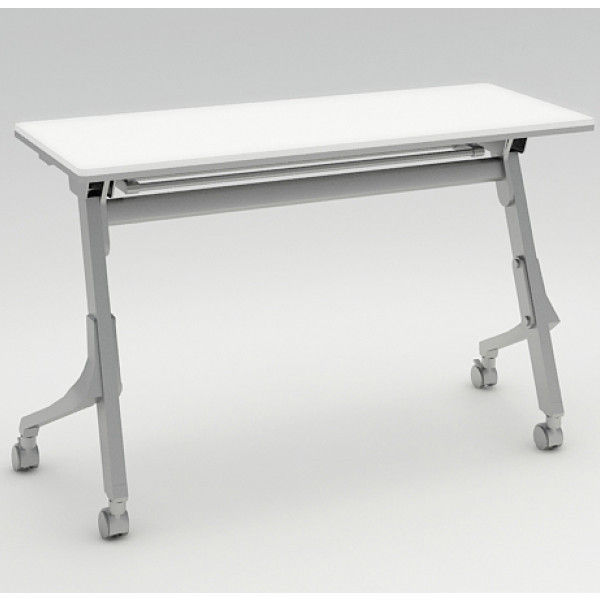 オカムラ Cardo サイドフォールドテーブル ホワイト+シルバー 1200幅×450奥行×720高さ（mm） 81F4BR MW21（直送品）