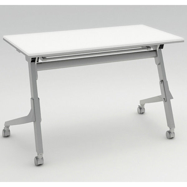 オカムラ Cardo サイドフォールドテーブル ホワイト+シルバー 1200幅×600奥行×720高さ（mm） 81F4BT MW21（直送品）