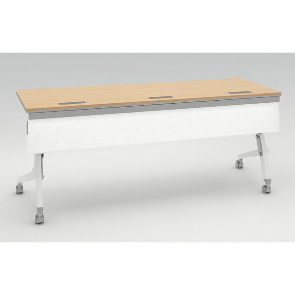 オカムラ Cardo サイドフォールドテーブル NWライト+ホワイト 1800幅×600奥行×720高さ（mm） 81F4FB MW24（直送品）