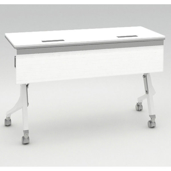 オカムラ Cardo サイドフォールドテーブル ホワイト+ホワイト 1200幅×450奥行×720高さ（mm） 81F4FE MW23（直送品）