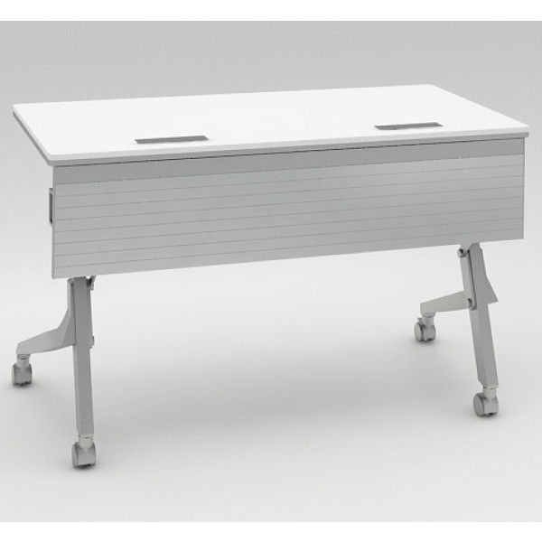 オカムラ Cardo サイドフォールドテーブル ホワイト+シルバー 1200幅×600奥行×720高さ（mm） 81F4FF MW21（直送品）