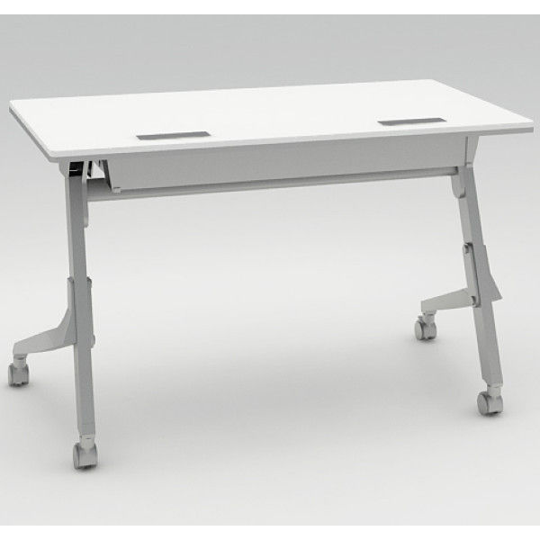 オカムラ Cardo サイドフォールドテーブル ホワイト+シルバー 1200幅×600奥行×720高さ（mm） 81F4FT MW21（直送品）