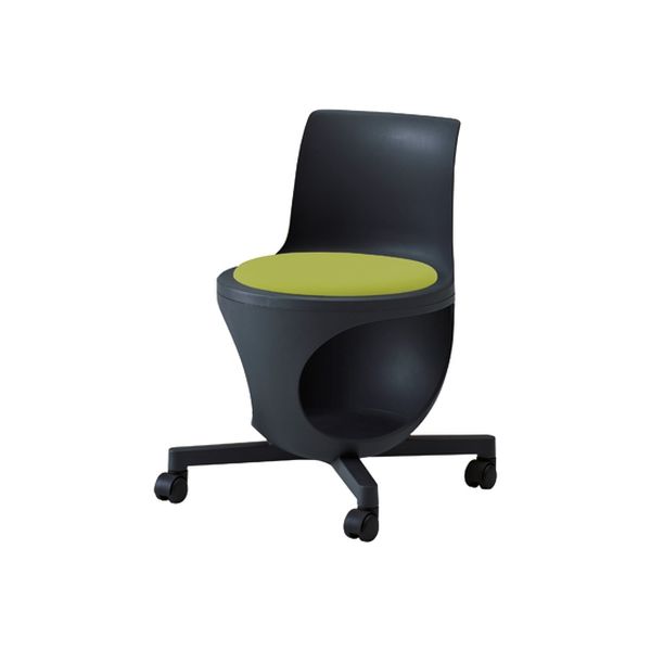 オカムラ e-chairタブレットなしパッド付 ライムグリーン 482幅×497奥行×440座高×710高さ（mm） 9314BA PD32（直送品）