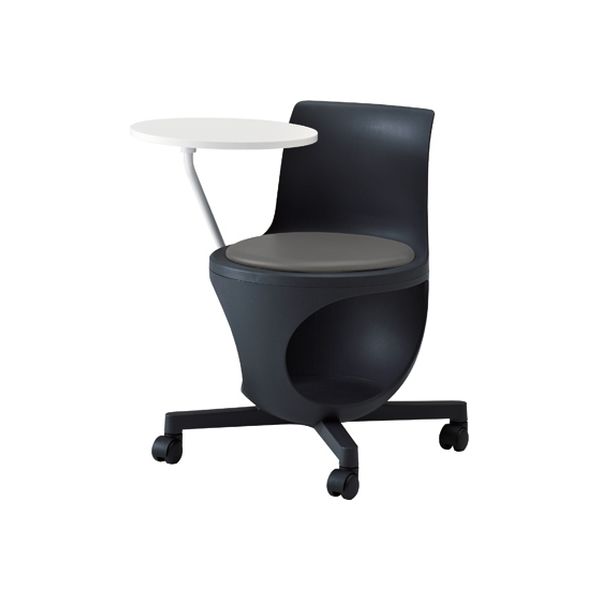 オカムラ e-chairタブレット付パッド付 チャコールグレー 602幅×663奥行×440座高×710高さ（mm） 9314BC PB24（直送品）