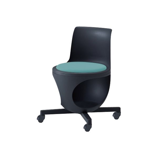 オカムラ e-chairタブレットなしパッド付 セージ 470幅×500奥行×446座高×716高さ（mm） 9314KA F002（直送品）