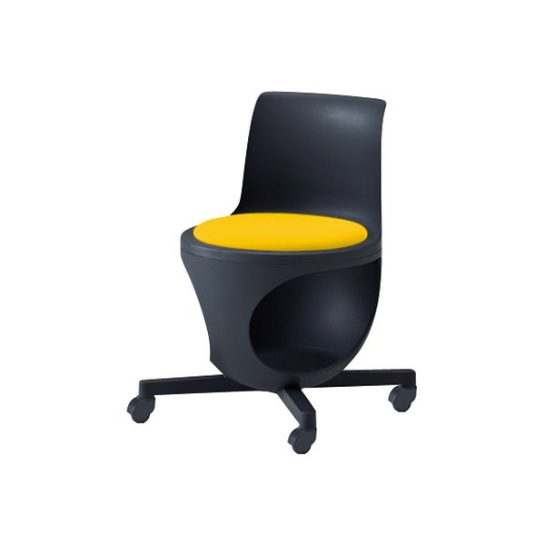 オカムラ e-chairタブレットなしパッド付 イエロー 470幅×500奥行×446座高×716高さ（mm） 9314KA PD33（直送品）