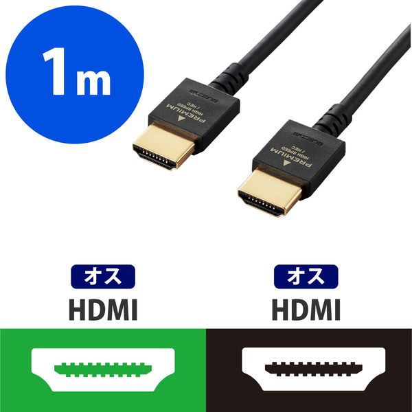 HDMIケーブル 1ｍ PremiumHDMIケーブル やわらか ブラック DH