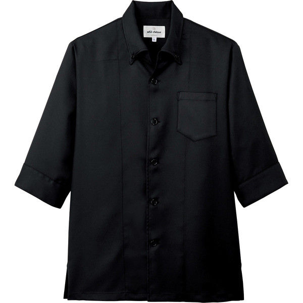 チトセ 7757 コックシャツ（五分袖）[兼用] 3L 7757_C-10ブラック_3L（取寄品）