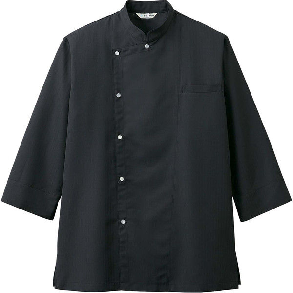 チトセ AS7704 コックシャツ（七分袖）〔兼用〕 L AS7704_C-10ブラック_L（取寄品）