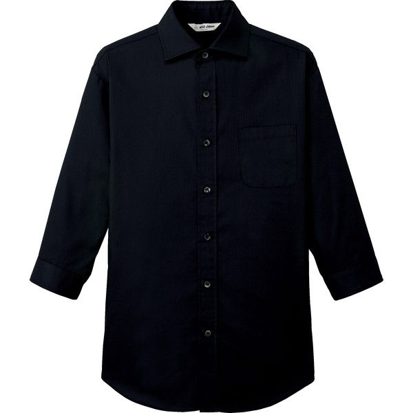 チトセ EP7822 ワイドカラーシャツ（七分袖）[兼用] 3L EP7822_C-10ブラック_3L（取寄品）