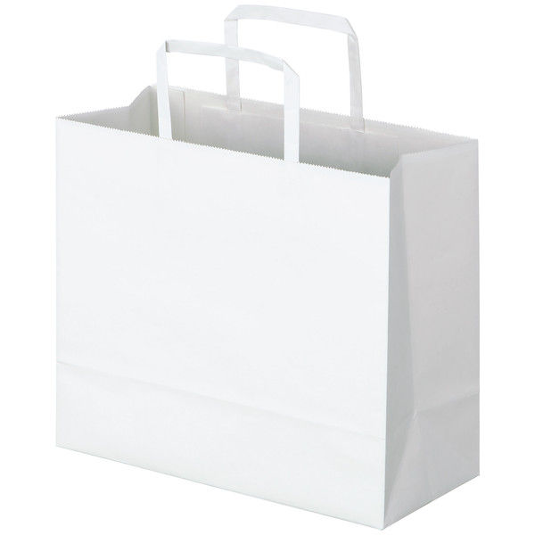 アスクル　平紐 クラフト紙手提袋ベーシック　260×230×120ｍｍ　 白 無地　 1箱（300枚：50枚入×6袋）  オリジナル