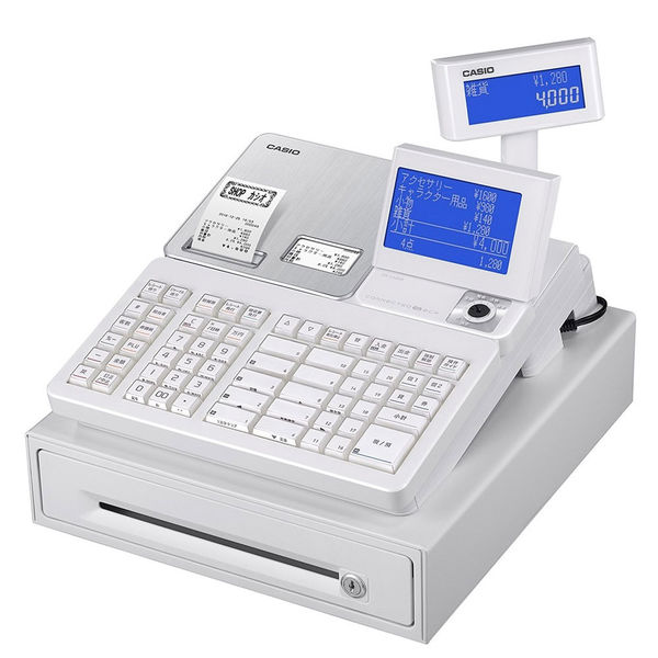 【軽減税率対応】カシオ計算機　電子レジスター　ホワイト　1台　SR-S4000-20SWE