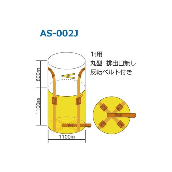 コンテナバック1t丸型 排出口無 AS-002J 1セット（10枚入） 熱田資材（直送品） アスクル