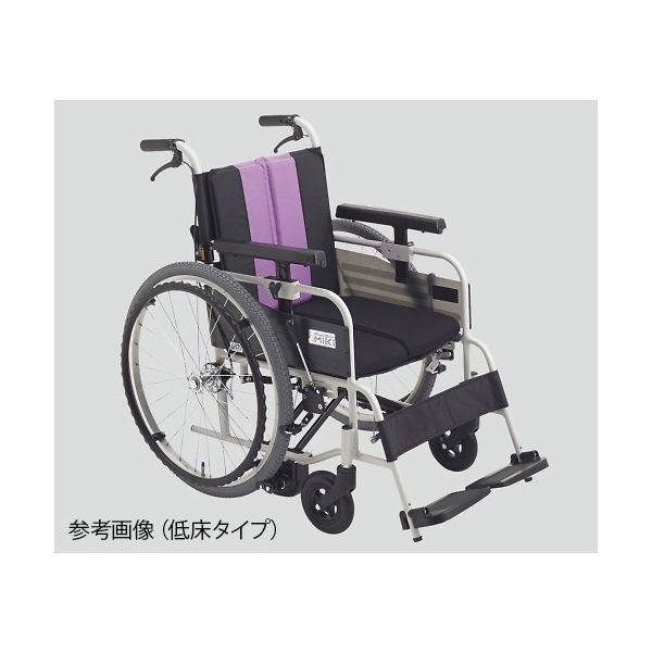 三貴ホールディングス ノンバックブレーキ車椅子(アルミ製) パープル 低床 MBY-41B 1個 8-9241-01（直送品）