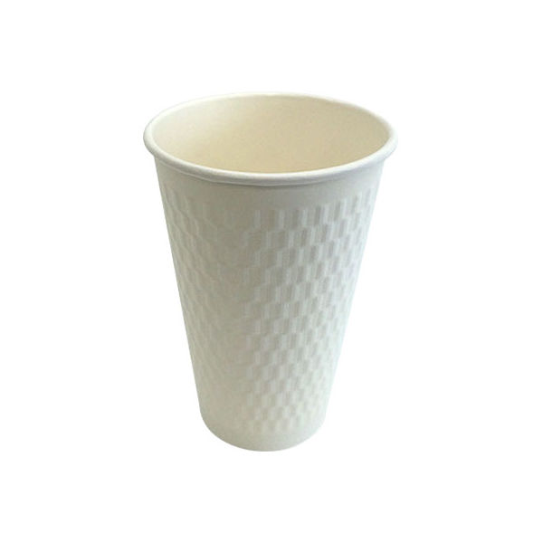 ケーピープラテック エンボススリーブ紙カップ　ホワイト　４６０ｍｌ 54516 1セット（1000枚：40枚×25袋）