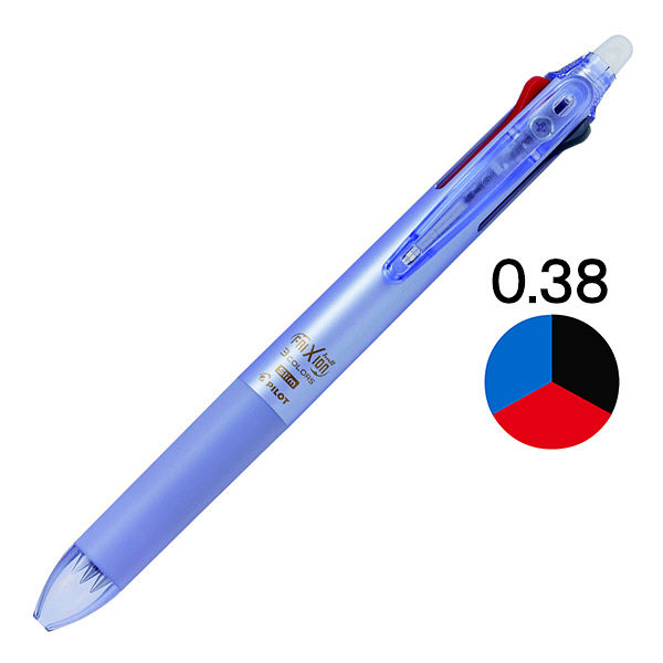 フリクションボール3スリム　0.38mm　パールバイオレット軸　紫　消せる3色ボールペン　5本　LKFBS-60UF-PV　パイロット
