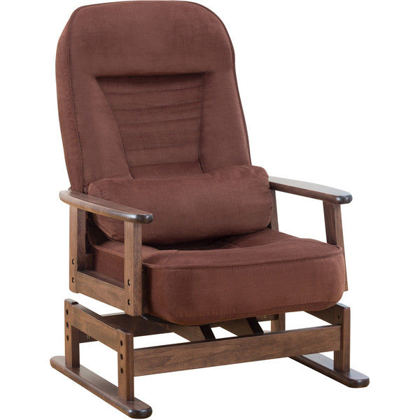 天然木リクライニング回転高座椅子 ブラウン 幅620mm 奥行620mm 高さ460mm（直送品）