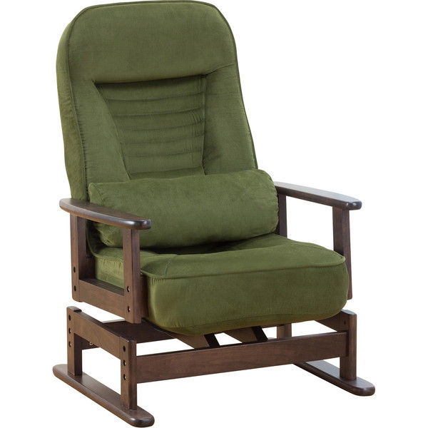 天然木リクライニング回転高座椅子 グリーン 幅620mm 奥行620mm 高さ460mm（直送品）