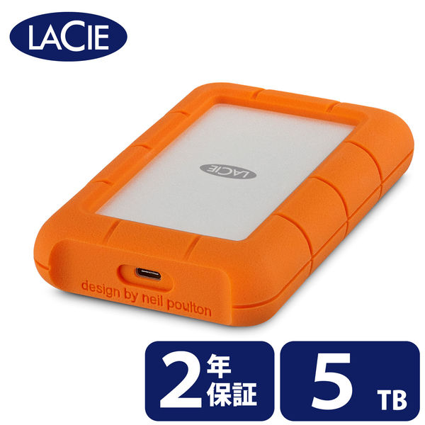 HDD 外付け 5TB ポータブル Rugged USB-C STFR5000800 LaCie 1個 - アスクル