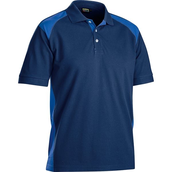 BLAKLADER 3324-1050 半袖ポロシャツ ネイビーブルー×コーンフラワーブルー XL（取寄品）
