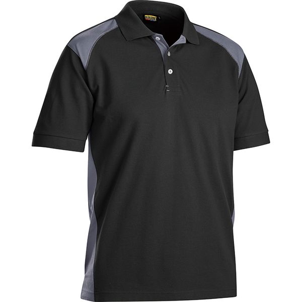 BLAKLADER 3324-1050 半袖ポロシャツ ブラック×グレー XL（取寄品）