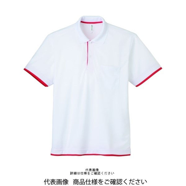 トムス ドライレイヤードポロシャツ ホワイト×レッド L 00339