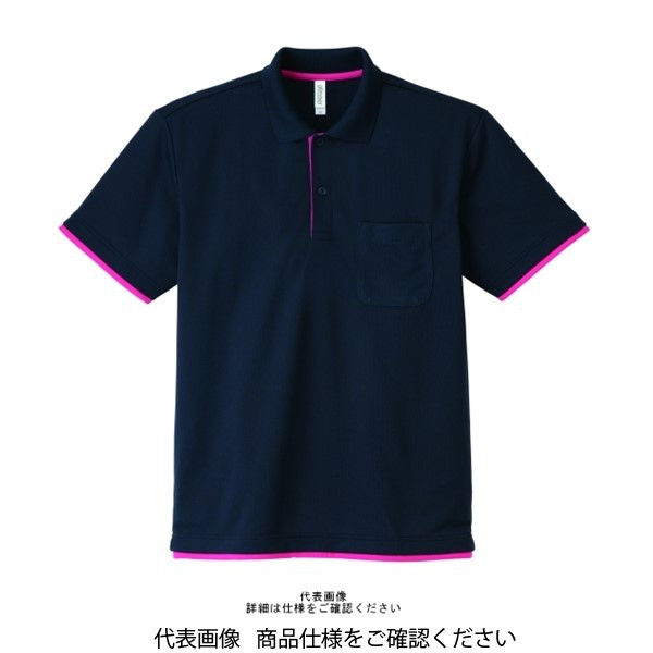 トムス ドライレイヤードポロシャツ ネイビー×ホットピンク 3L