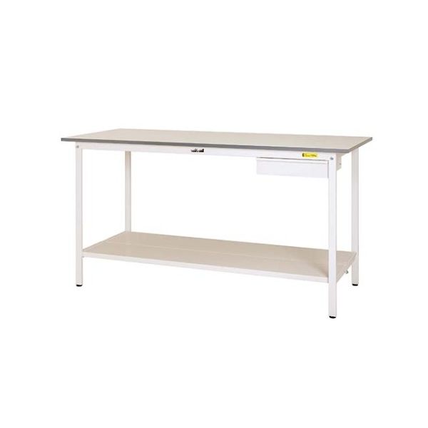ワークテーブル150シリーズ 固定式キャビネット付 H950mm 全面棚板付 SUPHー750UTTーWW SUPH-750UTT-WW（直送品）