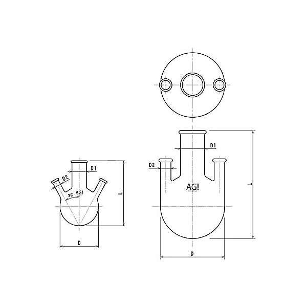 旭製作所 リム付三ツ口丸底フラスコ 100mL 3316-100 1個 61-3629-64（直送品）