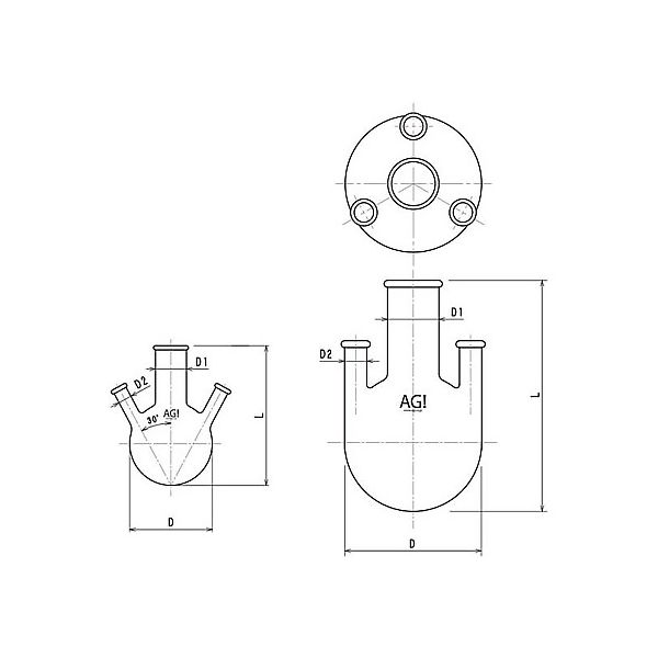 旭製作所 リム付四ツ口丸底フラスコ 1000mL 3318ー1000 1個 61-3629-73（直送品）