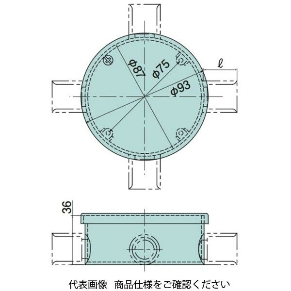 日動電工 露出用丸型ボックス22 3方出[ワンタッチ式]アイボリー HI R223JHW 1セット(15個)（直送品）