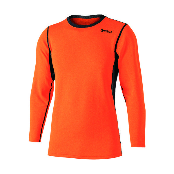 おたふく 【売切廃番】 BT デュアルブラッシュド ヘビーウェイト クルーネックシャツ オレンジ/ブラック SS JW-180-48-SS（直送品）